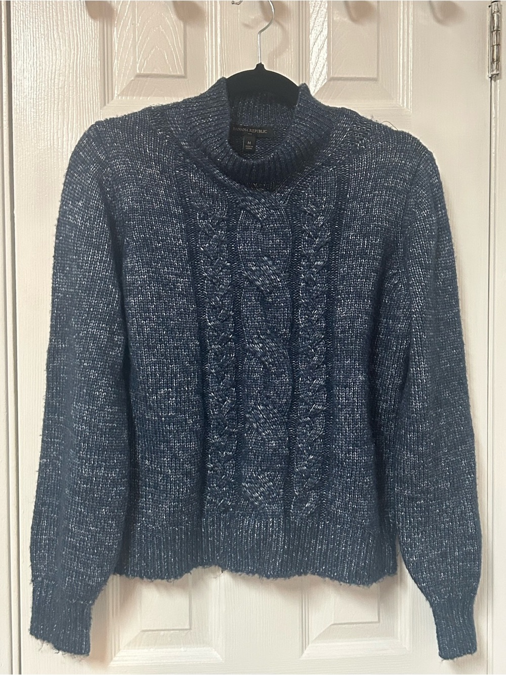 Banana Republic Blue Cable Mock Neck Sweater